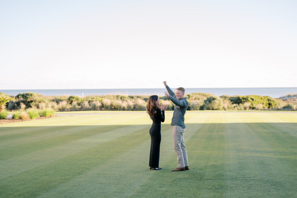 couple celebrate engagement at The Sanctuary at Kiawah