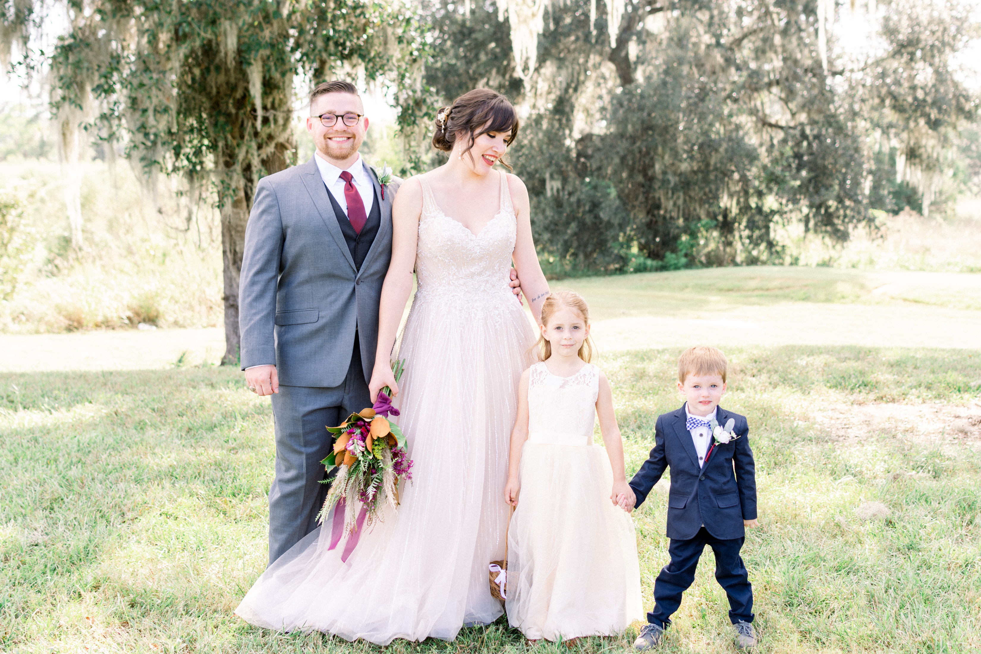Bride and Groom with Flower Girl and Ringbearer