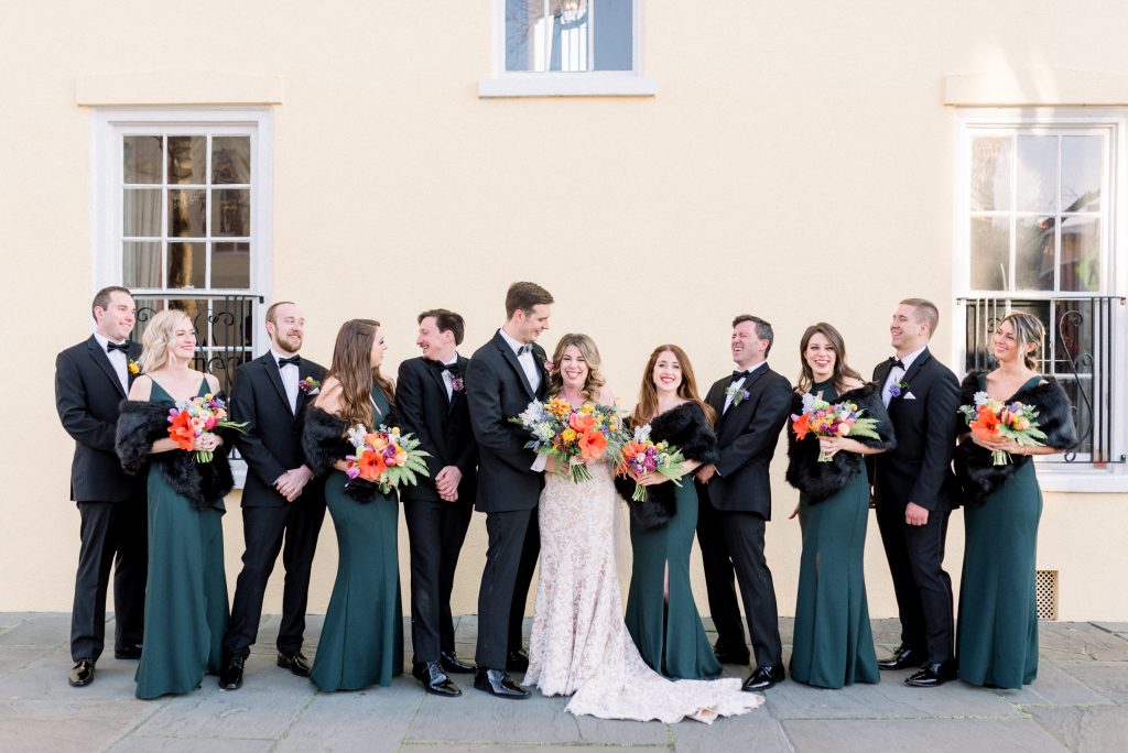 bridal party in front of William Aiken house 
