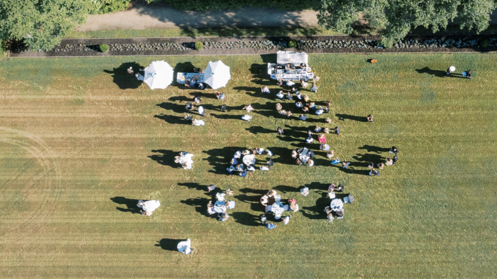 drone photos of wedding