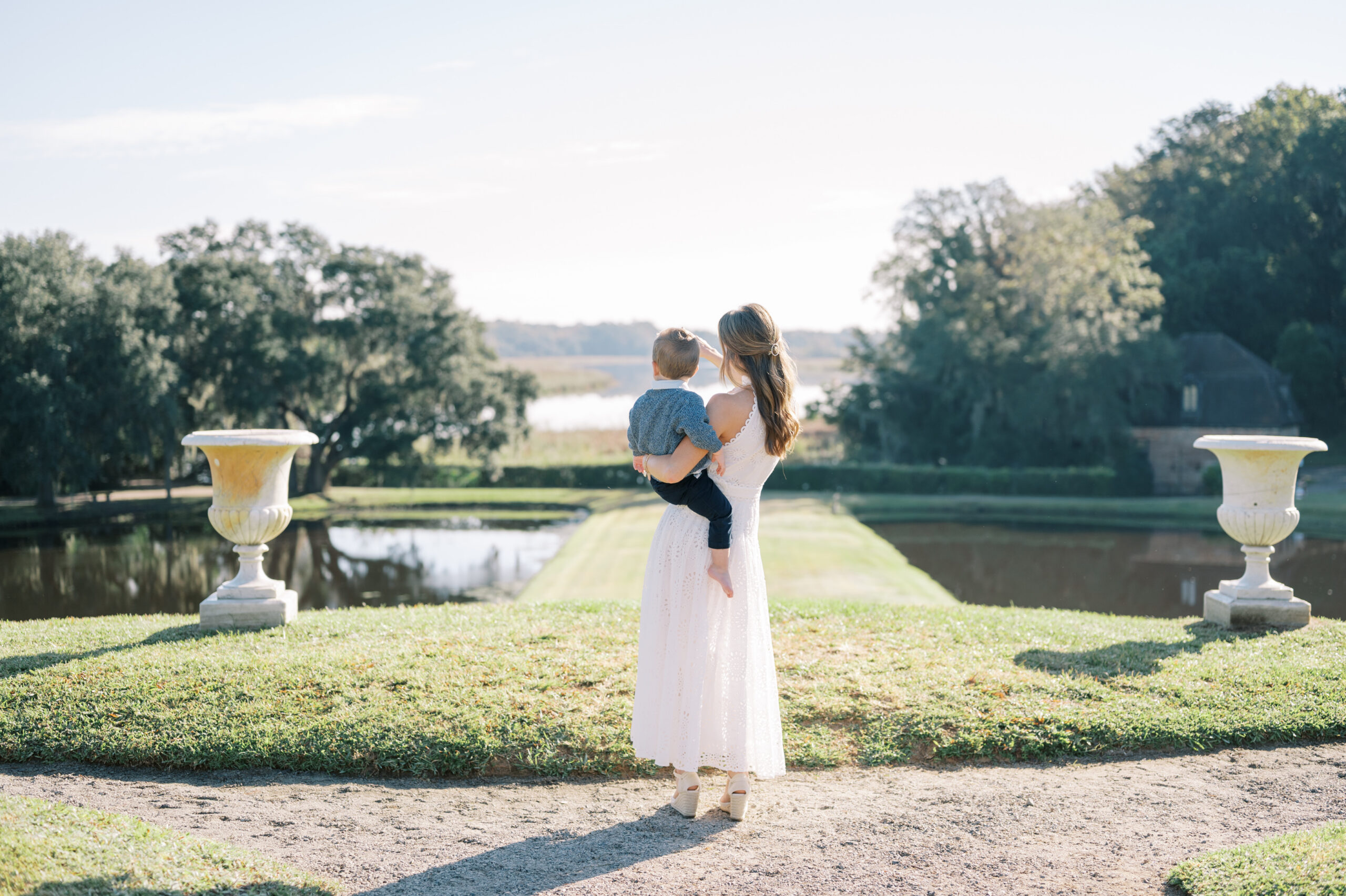 Mother holding her son at Middleton Place